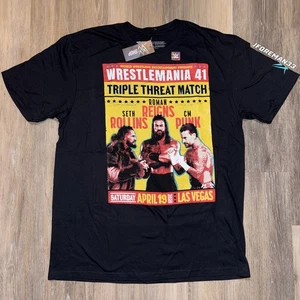 WWE Wrestlemania 41 Roman Reigns Seth Rollins CM Punk Triple Threat Shirt SEALED - Bild 1 von 5