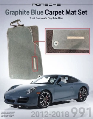 2012-2018 Porsche 991 Graphite Blue Carpet Mats - Genuine Factory OEM - Image 1 of 4