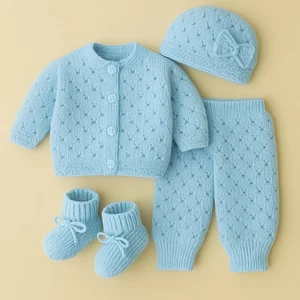 Baby Knitting Pattern Only - To make a 4 Piece Cardigan Set for 0-3m Baby Blue - Picture 1 of 1