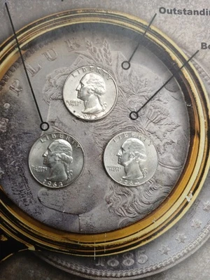 Silver 1964 D 1963 D 1963 P   Washington Quarters  TP-9652 - Image 1 of 2