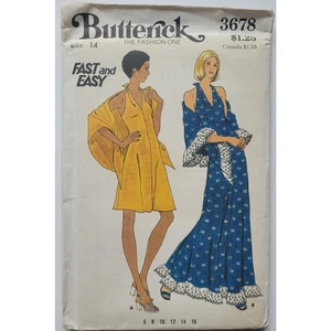 70er Jahre Schnittmuster Abend/Cocktailkleid Größe 14 Brustweite 36 - Butterick 3678 - Bild 1 von 6