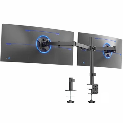 VIVO Black Dual Monitor Adjustable Desk Mount, Fits Ultrawide Screens up to 38"