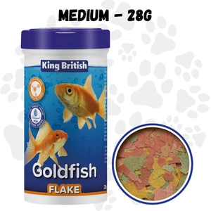 King British Goldfish Flake Food 28g - Complete Daily Diet, Clear Water Formula - Picture 1 of 6
