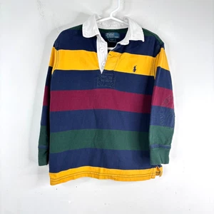 Polo Ralph Lauren Christmas Striped Rugby Shirt 4T Elbow Patches Collared Preppy - Picture 1 of 10