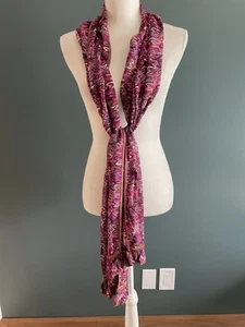Missoni Scarf Zigzag 77x 13 Pink Purple Brown Boarder Stitching Ruffled Ends - Picture 1 of 7