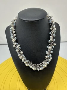 Sterling silver Elegant in 3 Colored Mother Of Pearl Choker Necklace 85g 17 In - Picture 1 of 11