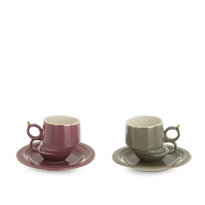 Set 2 tazzine caffè gometriche grigio e lilla Quirky multicolore - Imagen 1 de 4