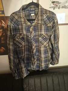 Camisa Wrangler Para Hombres 4XL Cuadros Perla Occidental A Presión Manga Larga De Colección - Imagen 1 de 2