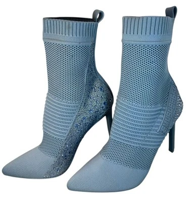 NEW Steve Madden Maxwelle Rhinestone-Trim Sock Booties, Blue, Women’s Size 7.5 - Image 1 of 4