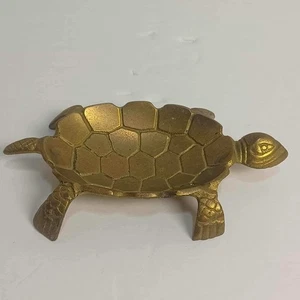 Vintage Brass Turtle Trinket Dish Coin Tray Ashtray Made in Taiwan - Picture 1 of 8