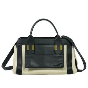 Chloe Little Alice Leather 2way Shoulder Handbag Beige Black - Picture 1 of 15