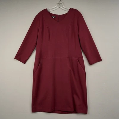 Vestido Talbots Mujer 16p Borgoña Ponte Tejido Elástico Funda Cambio Oficina Foto 1 de 4