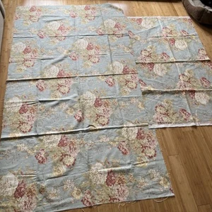 Waverly Fabric Ballad Bouquet Robin's Egg Blue Floral Peonies 2 Pieces - Picture 1 of 6