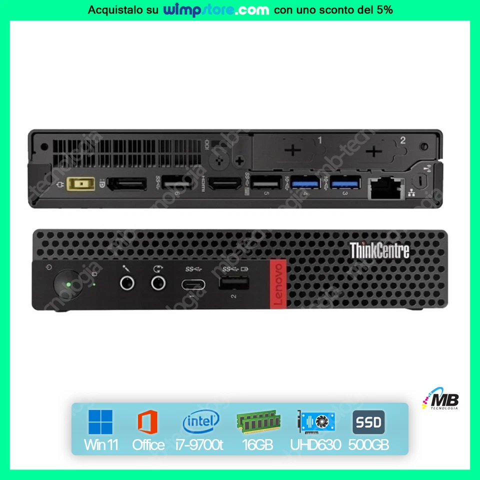 MINI PC RINNOVATO LENOVO M720Q i7-9700T RAM 16GB SSD 500GB OFFICE WI-FI WIN 11 - Immagine 1 di 1