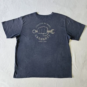 Carhartt Crafted By Hand Since 1889 Front Pocket Relaxed Fit Tee Mens 3XL Blue - Picture 1 of 12