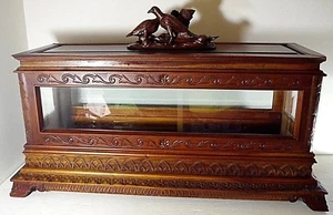 INFANT Child Viewing Casket coffin Victorian FIGURAL top cherry wood and glass - Picture 1 of 7