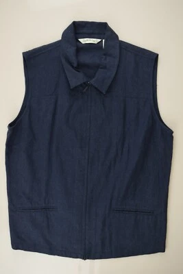 Chaleco Orvis Mezcla de Lino Mujer Azul Marino M Mediano Cremallera Completa Bolsillos Camping Senderismo Foto 1 de 4