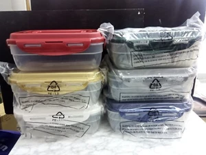 6 NEW Lock n Lock Multi-Color Rectangle Food Containers W/Handles & Gift Bags - Picture 1 of 10