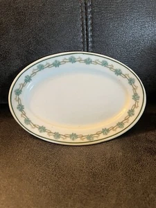 VTG OP Co Syracuse China Small Oval Dish Mini Platter Floral & Teal Border 4x6” - Picture 1 of 8