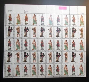1986 Folk Art Wood carvings 4 designs Sc 2240-2243 2243a mint sheet 50 Typical - Picture 1 of 2
