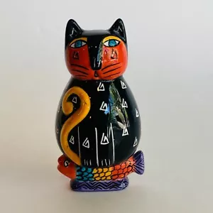 Laurel Burch Porcelian Cat Fridge Vase, Folk Art, Magnet, Bud Vase - Picture 1 of 7