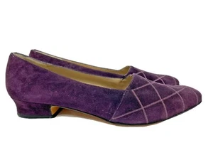 Salvatore Ferragamo Women's (10B) Block Heels Suede Leather Deep Purple PumpsNEW - Bild 1 von 6