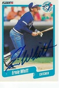 ERNIE WHITT FIRMADO 1990 FLEER #97 - TORONTO BLUE JAYS - Imagen 1 de 1
