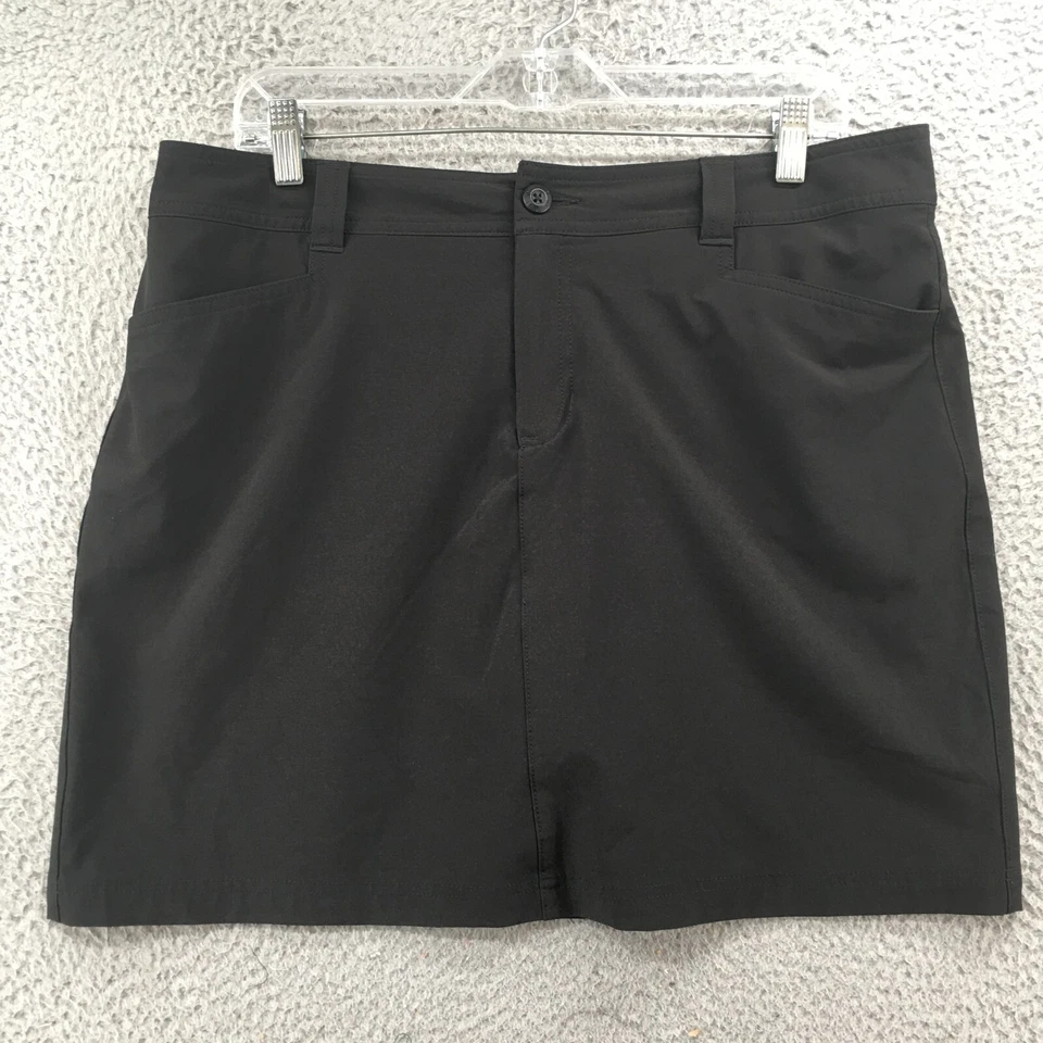 Eddie Bauer 迷你裙女式 12 纯黑色拉链门襟纽扣口袋休闲 — 第 1/4 张图片