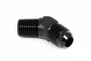 Gewindeadapter 1/4" NPT zu Dash 6 45° / -6 AN / JIC 6 Einschrauber Schwarz - Picture 1 of 3