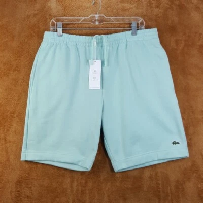Shorts de moletom masculino LACOSTE verde XXL com cordão logotipo bolsos pastel - Imagem 1 de 4