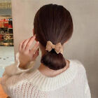 Cute Bow Knot Heart Hair Tie Solid Color Khaki Coffee Plush Ponytail Hair Bans5