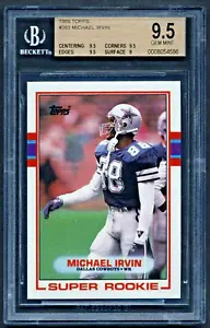 1989 TOPPS RC #383 MICHAEL IRVIN HOF COWBOYS BGS 9.5 GEM MINT ROOKIE 8054586 - Picture 1 of 2