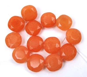 Cuentas de monedas facetadas de jade de mandarina naranja de 15x15 mm (12) - Imagen 1 de 3