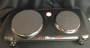 EDB-302BF Elite Cuisine by Maxi-Matic Electric Double Burner Hot Plate Black NEW - Picture 1 of 10