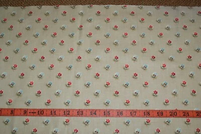 Tan Calico Flower Cotton Fabric Sewing Craft 22" x 54 Wide Fast Shipping  - Image 1 of 2