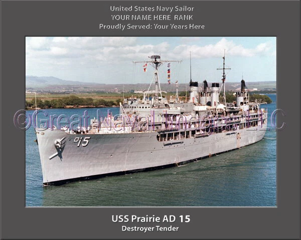 USS Prairie AD 15 Personalized Canvas Ship Photo 2 Print Navy Veteran Gift - Image 1 of 1