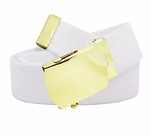 Build A Belt Men's Classic Gold Slider 1.25" Wide Buckle with Canvas Web Belt - Picture 1 of 24