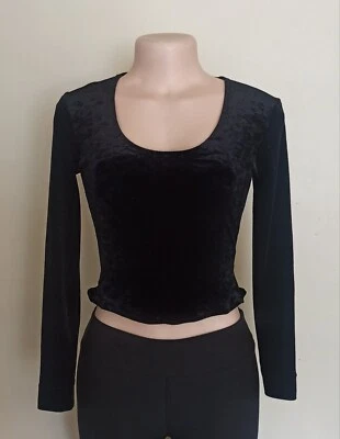 Moschino Cheap And Chic Vintage Black Velvet Crop Top Size UK 10 US 8 Foto 1 de 4