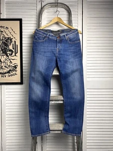 Jacob Cohen Blue Cotton Straight Leg Mid Rise Denim Jeans Women Size 27 - Picture 1 of 18