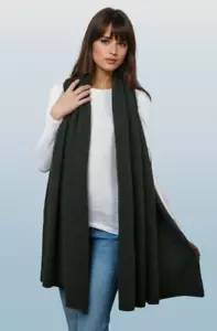 CASHMERE CHARCOAL SCARF Thick Shawl Travel Wrap Handmade Natural Cashmere Soft - Picture 1 of 5