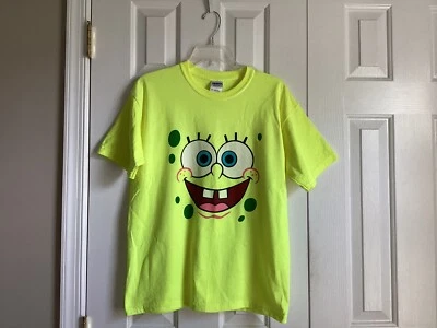 NUEVO Bob Esponja Pantalones Cuadrados NEÓN Amarillo Camiseta Sonriente Talla JUVENTUD XL Foto 1 de 4