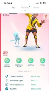 Pokèmon Go Nivel 50 - Shiny Mew - Lugia Apex - 26 S-Legend - 725 Brillante - 7m Polvo - Imagen 1 de 23