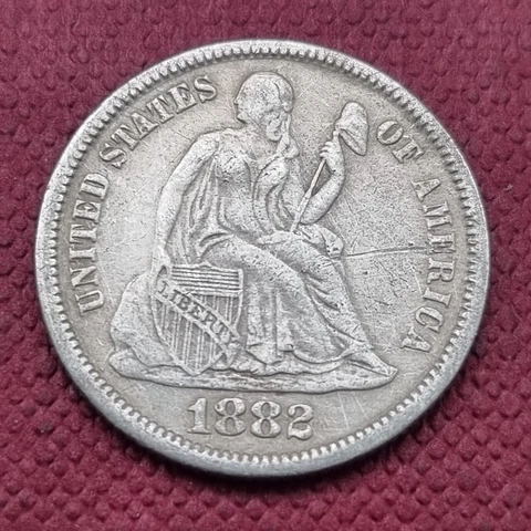 1882 Seated Liberty Dime 10c Better Grade XF + #51240 Cover