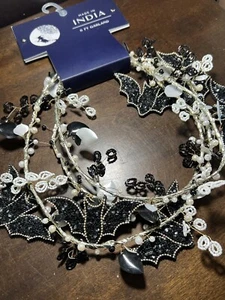 GUIRNALDA HALLOWEEN MURCIÉLAGOS NEGROS ¡¡¡NUEVA!!! Decoración con cuentas 6’ ¡BRILLO! Hecho en India - Imagen 1 de 8