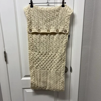 Aran Sweater Market Infinity Button Scarf 100% Merino Wool Made in Ireland Ivory - Image 1 of 4