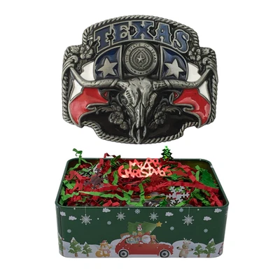 德州皮带扣礼品套装-长角头骨德州国旗西部皮带扣 — 第 1/4 张图片
