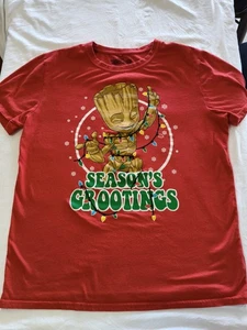 Marvel Seasons Grootings - Groot Christmas Shirt Large -Guardians Of The Galaxy - Picture 1 of 5