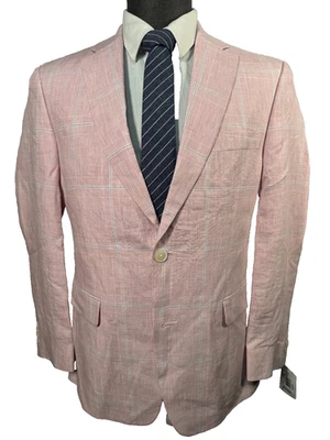Nuevo TOMMY HILFIGER Hombres Rosa ATHLETIC FIT Lino Abrigo Deportivo Blazer Chaqueta 40S Foto 1 de 4