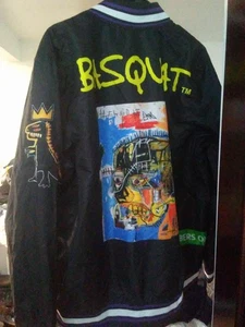 Chaqueta Jean Michel Basquiat Solo Miembros Ligera Negra Arte Abstracto Plátano Talla L - Imagen 1 de 3