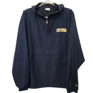 Champion UCSD Veste Homme Grande Capuche Coupe-Vent Pull Poches 1/2 Fermeture Éclair - Photo 1/10